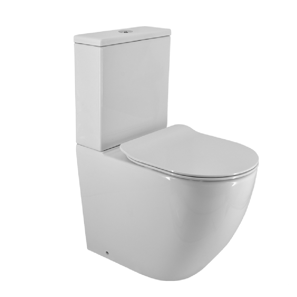 Rose & Stone Harlow | Rimless Overheight Back To Wall Toilet Suite Slim Seat