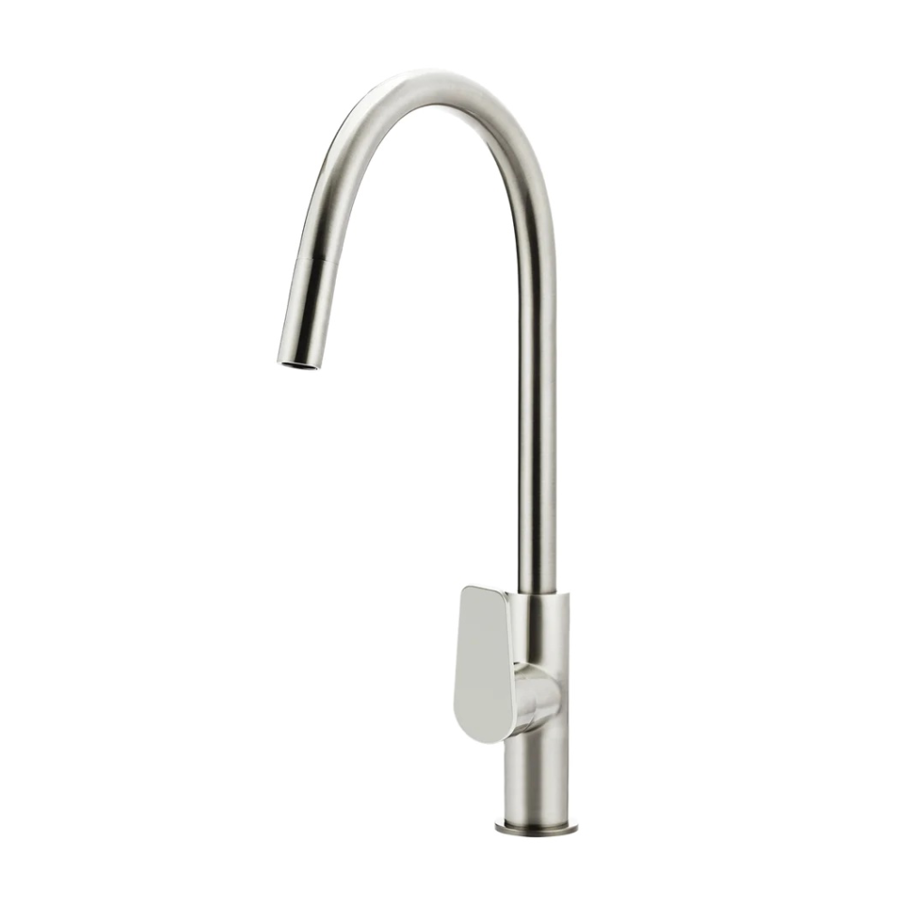 Meir Round Paddle Piccola Pull Out Kitchen Mixer Tap | Brushed Nickel