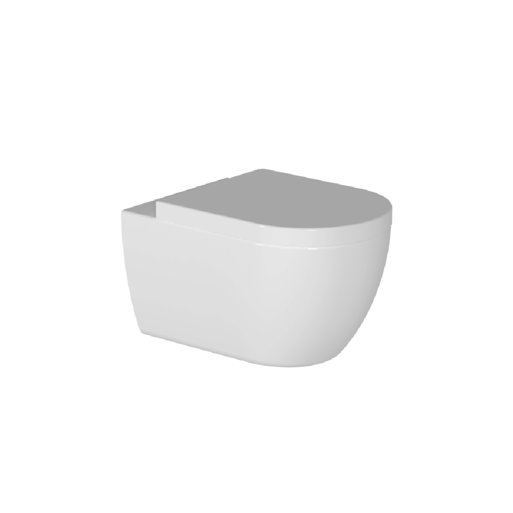 Zen II | Rimless Wall Hung Toilet With Thick Seat Gloss White