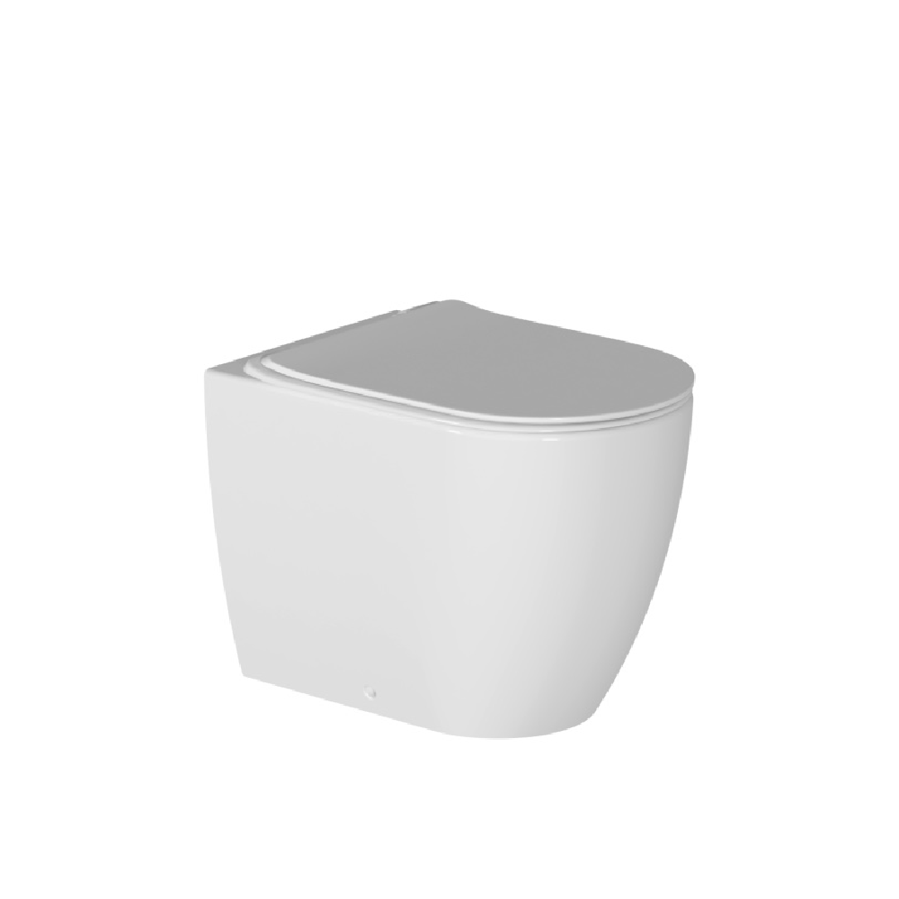 Zen II | Rimless Floor Mount Toilet With Slim Seat White