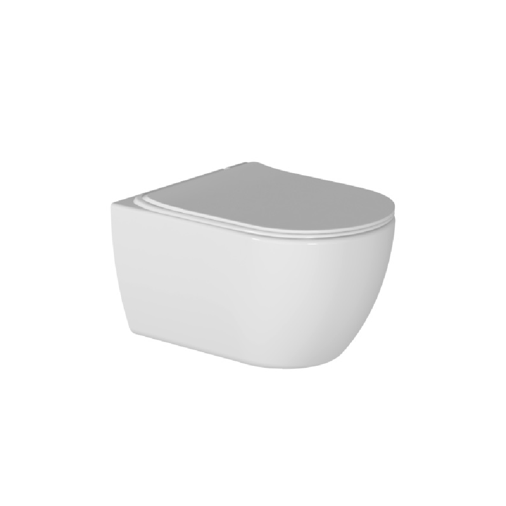 Zen II | Rimless Wall Hung Toilet With Slim Seat Gloss White