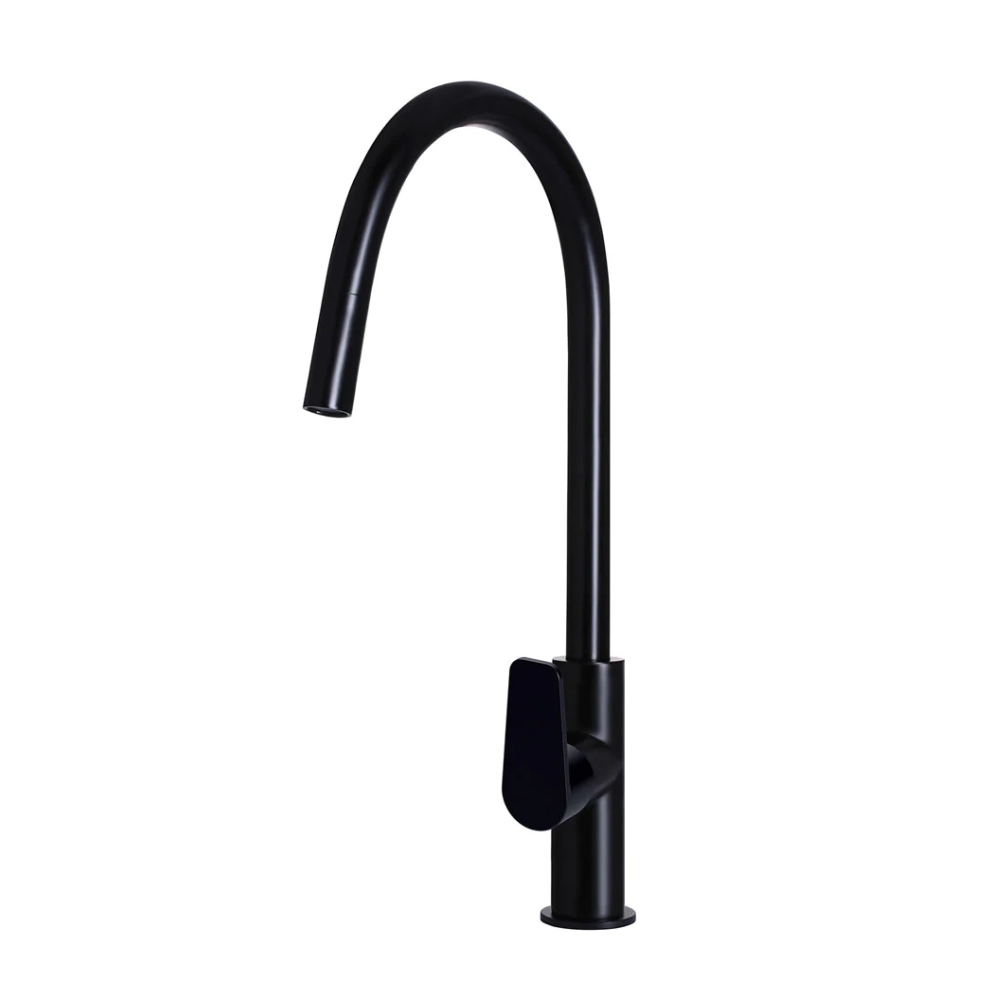 Meir Round Paddle Piccola Pull Out Kitchen Mixer Tap | Matte Black