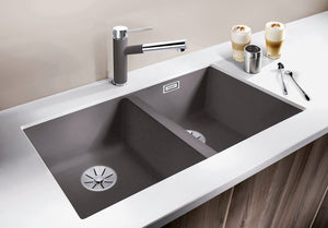 Blanco Kitchen Sinks - Granite Blanco Silgranit Subline 350/350-U Double Sink | Rock Grey