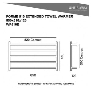 Heirloom Heated Towel Rail Heirloom Forme 510 Extended Heated Towel Ladder | Polished Stainless
