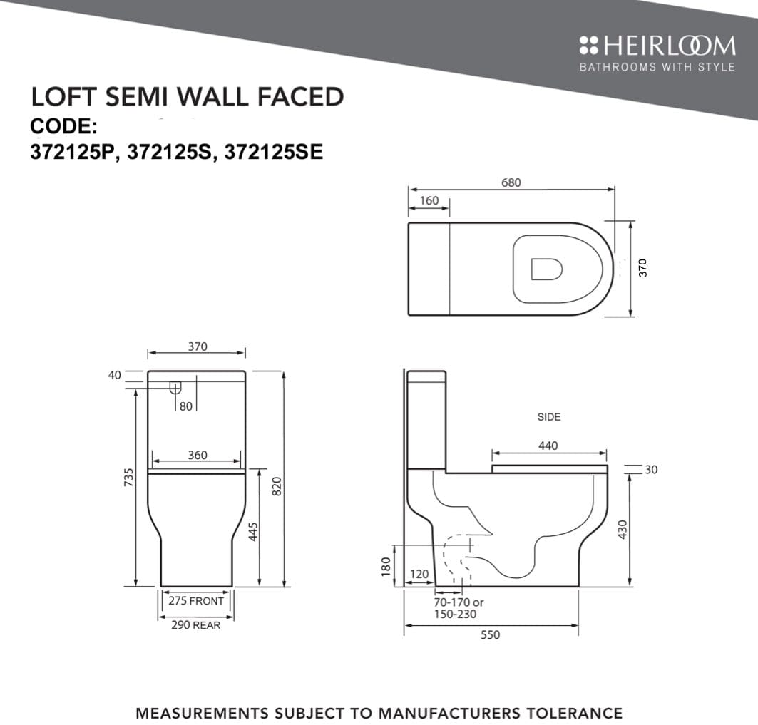 Heirloom Toilet Heirloom Loft Wall Faced Deluxe Toilet Suite