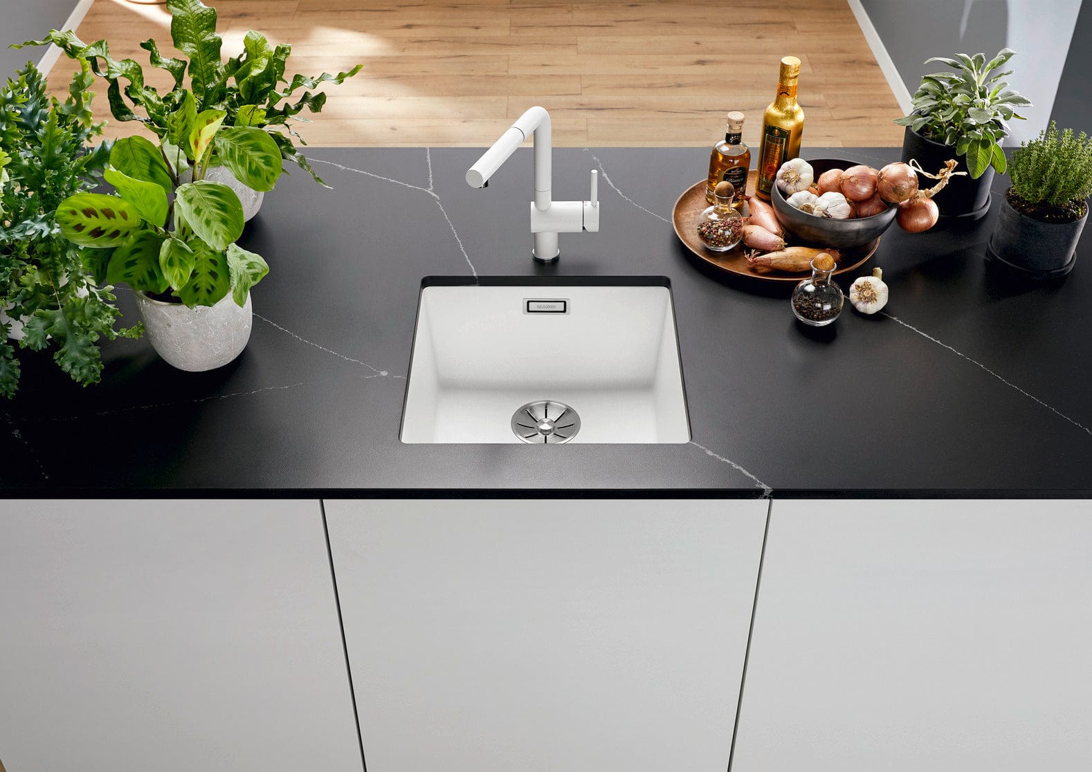 Blanco Kitchen Sinks - Granite Blanco Silgranit Subline 400-U Single Sink | White