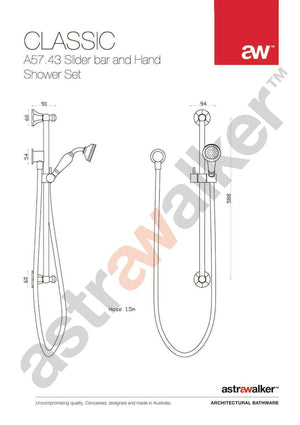 Astra Walker Showers Astra Walker Classic Single Function Slide Shower