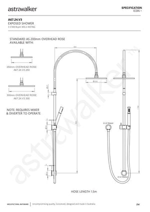 Astra Walker Shower Astra Walker Icon + Exposed Shower Set with Single Function Hand Shower
