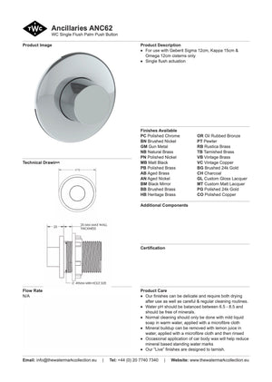 The Watermark Collection Bathroom Accessories Polished Chrome The Watermark Collection Ancillaries Flush Button