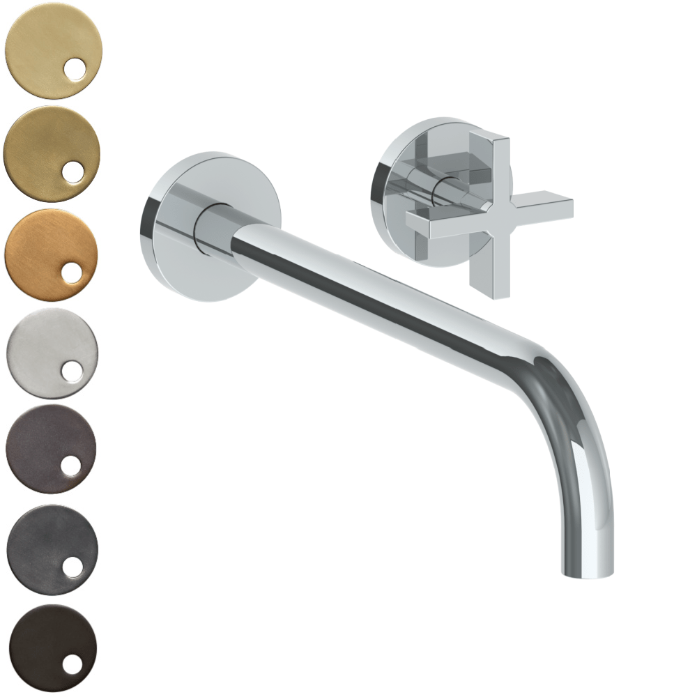 The Watermark Collection Basin Taps Polished Chrome The Watermark Collection London Wall Mounted 2 Hole Basin Set with 296mm Spout | Cross Handle