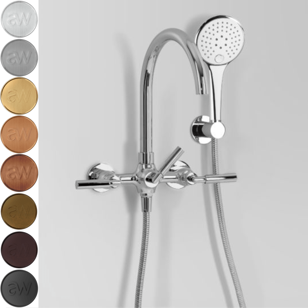 Astra Walker Bath Taps Astra Walker Icon + Lever Wall Mounted Bath Mixer with Multi-Function Hand Shower