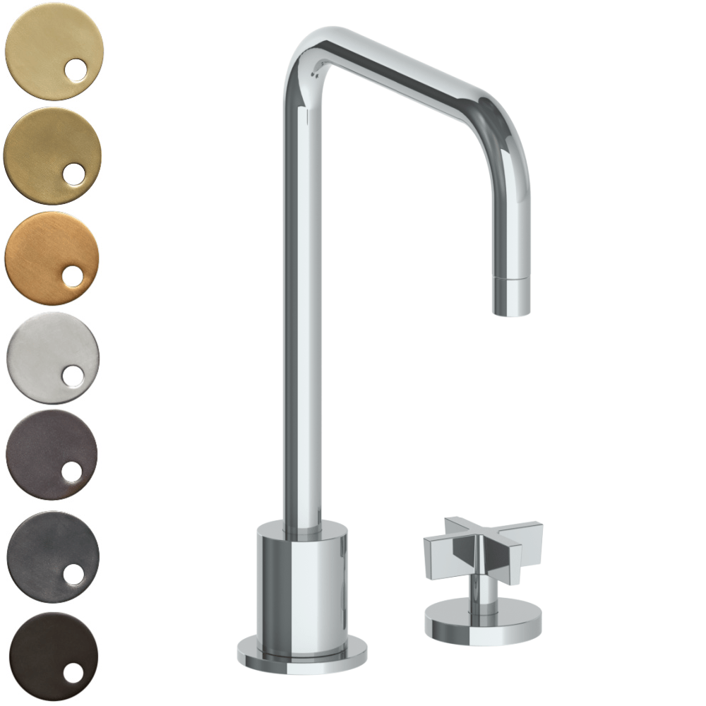 The Watermark Collection Kitchen Taps Polished Chrome The Watermark Collection London 2 Hole Kitchen Set with Square Spout | Cross Handle