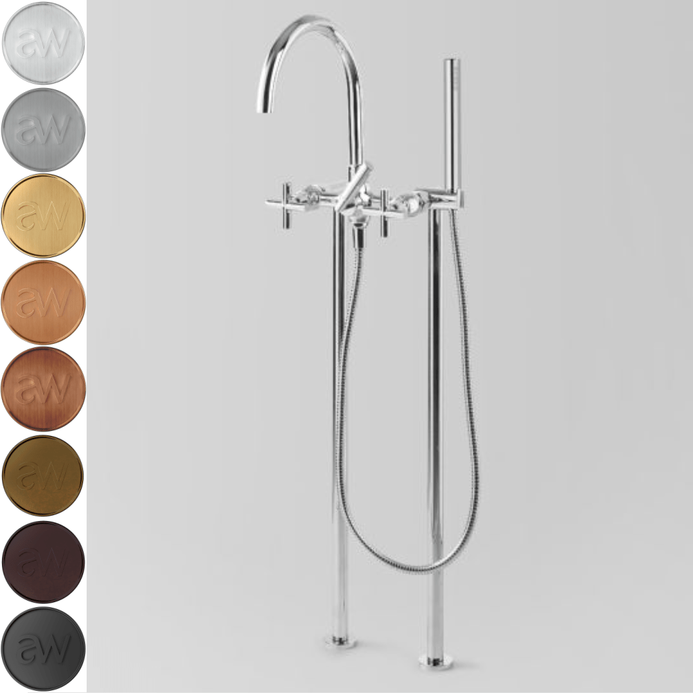 Astra Walker Bath Taps Astra Walker Icon + Floor Mounted Bath Mixer with Single Function Hand Shower