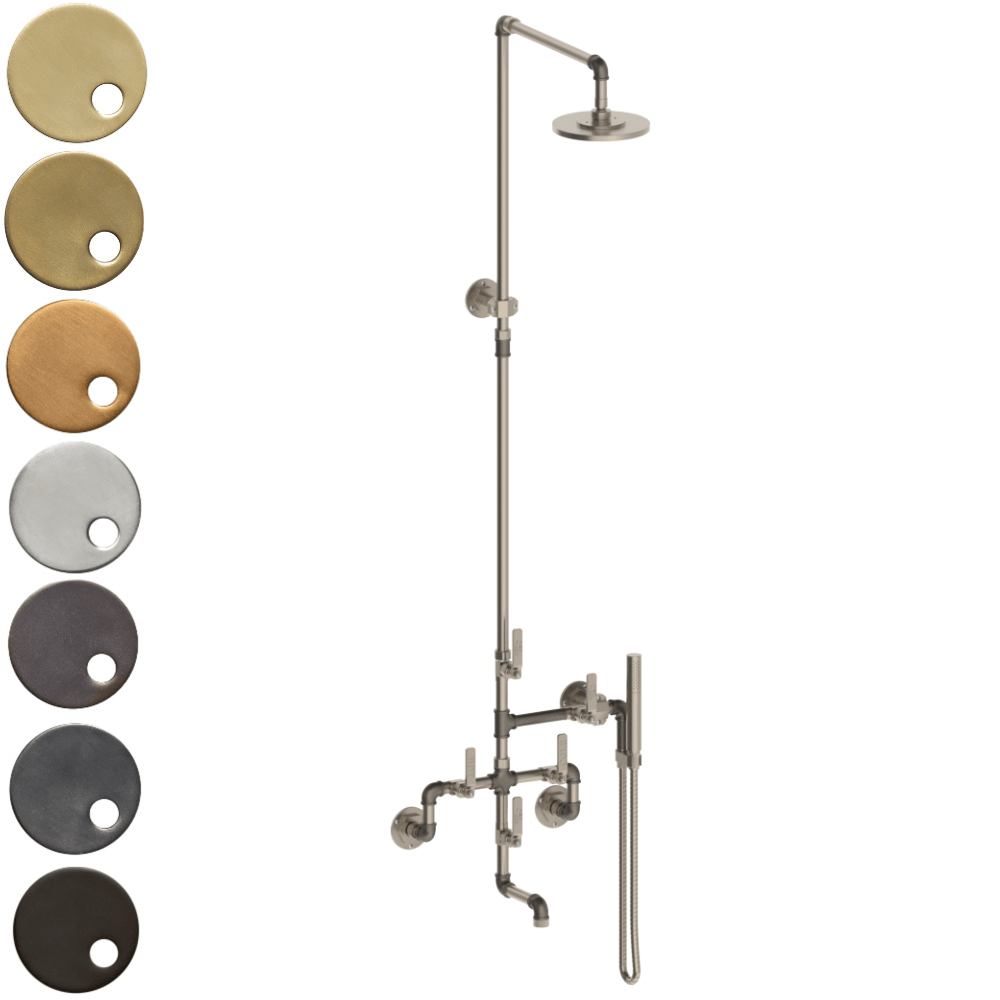The Watermark Collection Shower Polished Chrome The Watermark Collection Elan Vital Wall Mounted Exposed Thermostatic Bath, Deluge Shower & Slimline Hand Shower Set