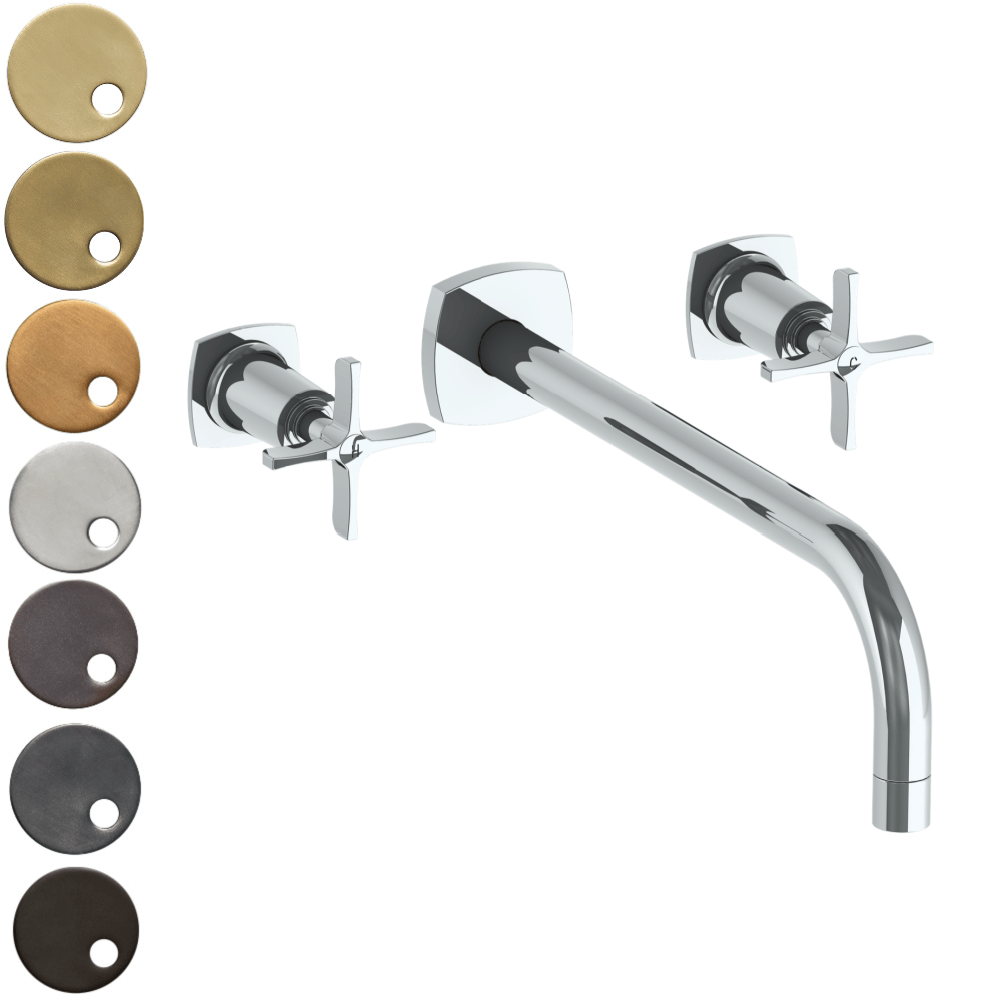 The Watermark Collection Basin Taps Polished Chrome The Watermark Collection Highline Wall Mounted 3 Hole Basin Set with 296mm Smooth Spout | Cross Handle