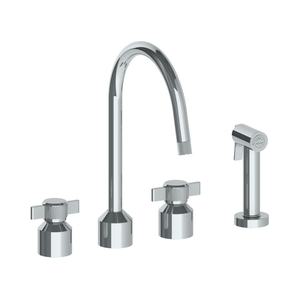 The Watermark Collection Kitchen Taps Polished Chrome The Watermark Collection Urbane 3 Hole Kitchen Set with Swan Spout & Separate Pull Out Rinse Spray | Cooper Handle