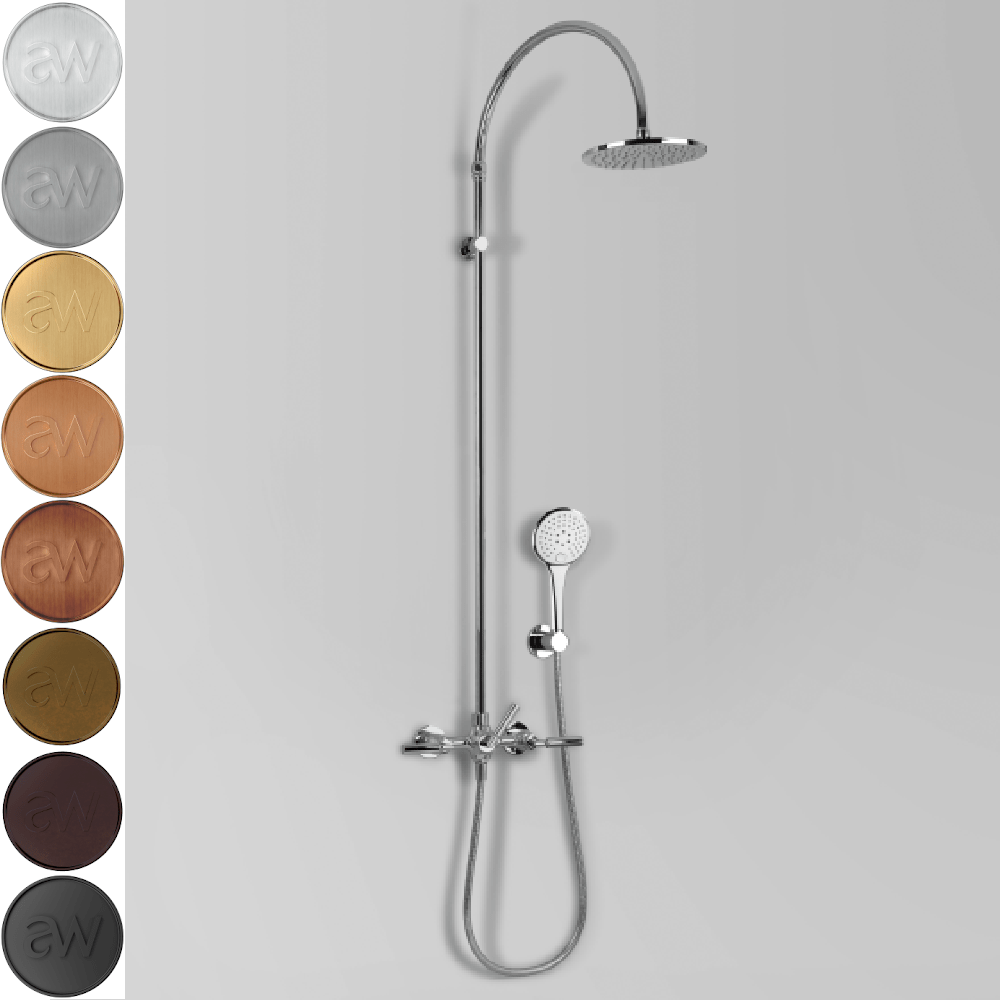 Astra Walker Shower Astra Walker Icon + Lever Exposed Shower Set with Taps, Diverter & Multi-Function Hand Shower on Wall Hook