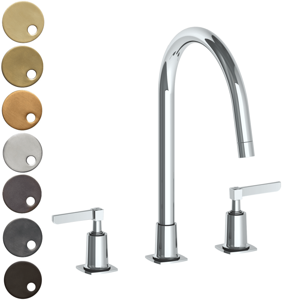The Watermark Collection Kitchen Tap Polished Chrome The Watermark Collection Highline 3 Hole Kitchen Set | Lever Handle
