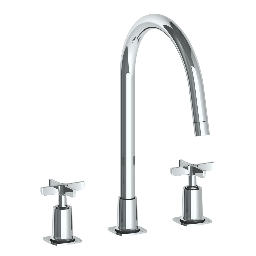 The Watermark Collection Kitchen Tap Polished Chrome The Watermark Collection Highline 3 Hole Kitchen Set | Cross Handle