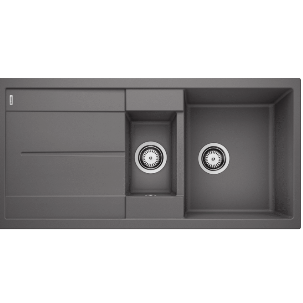 the kitchen hub Blanco Silgranit Metra 6 S Double Sink with Drainer | Rock Grey