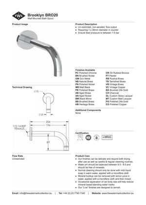The Watermark Collection Spouts Polished Chrome The Watermark Collection Brooklyn Wall Mounted Bath Spout