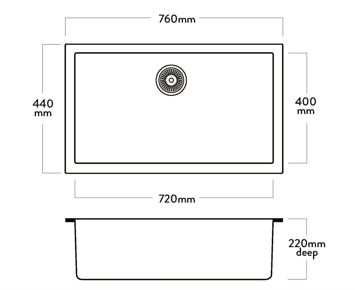 Acero Kitchen Sinks - Granite Mercer Duro Granite Genoa Single Sink | 720mm