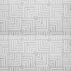 The Kitchen Hub Tiles Labyrinth Marble Mosaic Tiles | Gravity Carrara & Thassos Honed
