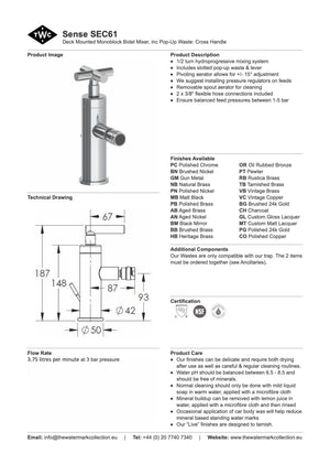 The Watermark Collection Bidet Polished Chrome The Watermark Collection | Sense Monoblock Bidet Sprayer | Cross Handle
