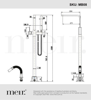 Meir Freestanding Bath Fillers Meir Square Freestanding Bath Spout & Hand Shower | Matte Black