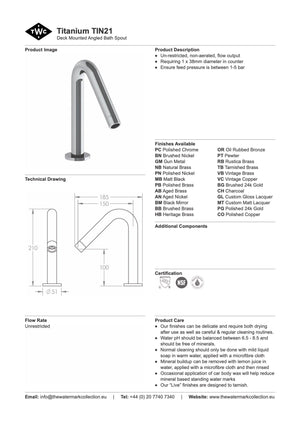 The Watermark Collection Spouts Polished Chrome The Watermark Collection Titanium Hob Mounted Angled Bath Spout