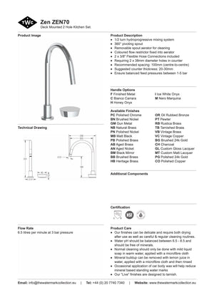The Watermark Collection Kitchen Taps The Watermark Collection Zen 2 Hole Kitchen Set