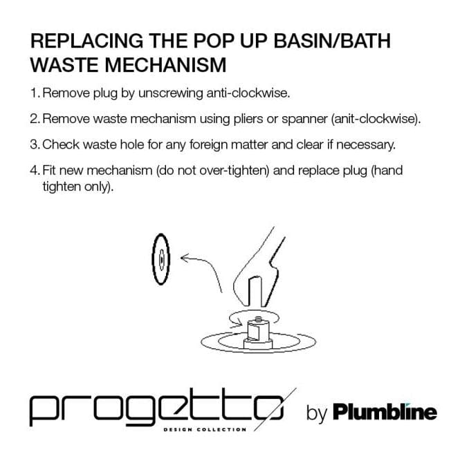 Plumbline Pop Up Waste Progetto Pop Up Basin Waste 32mm | Brushed Brass
