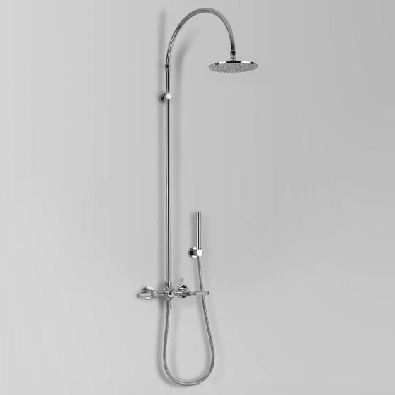 Astra Walker Showers Astra Walker Knurled Icon + Lever Exposed Shower Set with Taps, Diverter & Single Function Hand Shower on Wall Hook