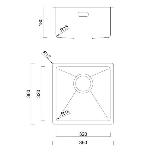 Burns & Ferrall Designer R15 Single Sink | 320mm