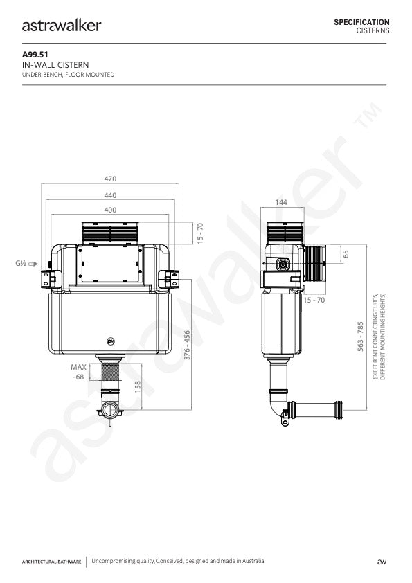 Astra Walker In-Wall Cistern | Front or Top Press