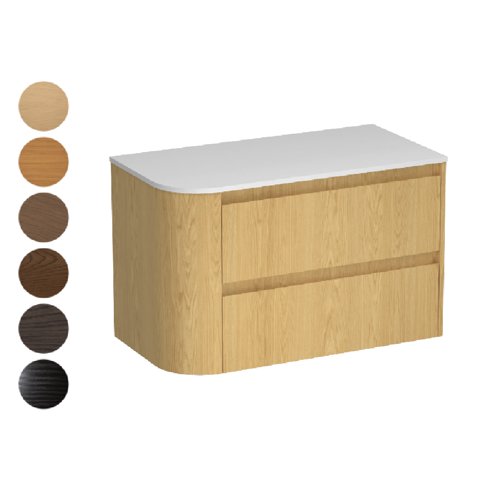 Stanza Curve Opaco 900 Right Corner 2 Drawer Vanity