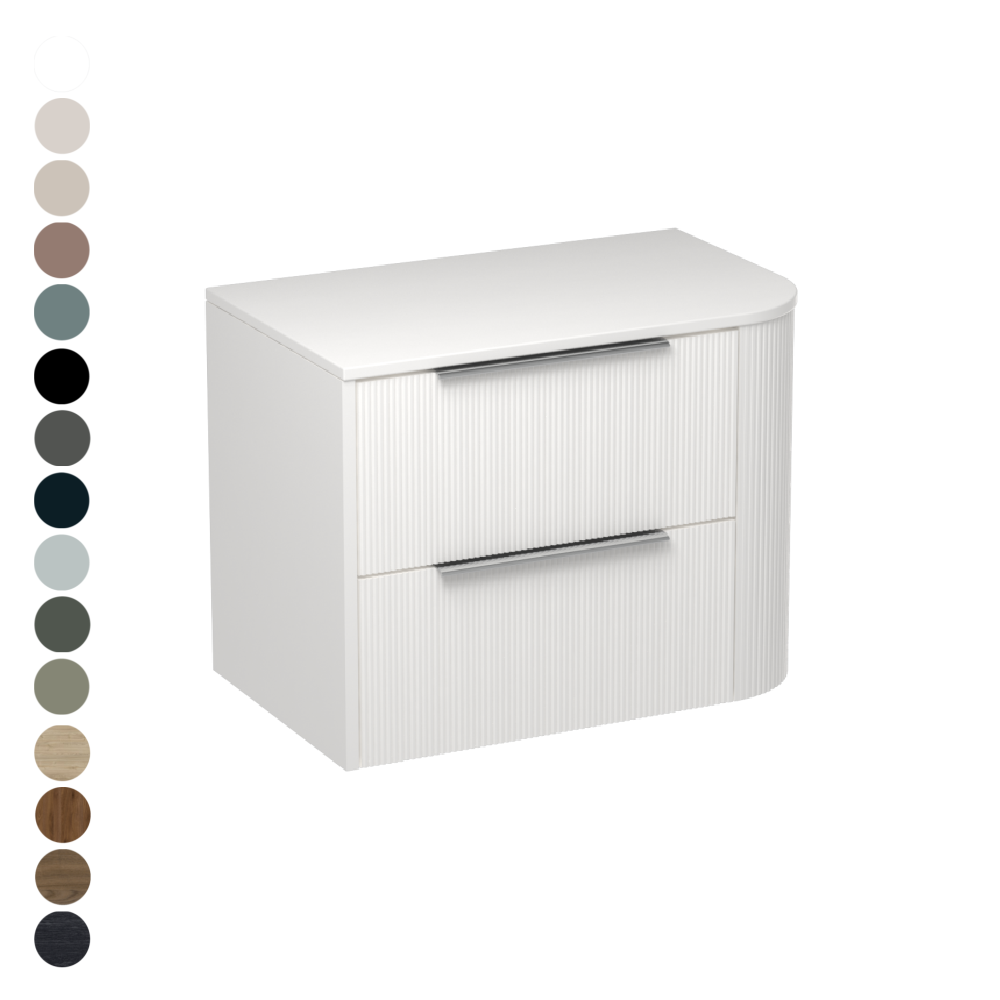 Ava Curve Opaco 750 Left Corner 2 Drawer Vanity