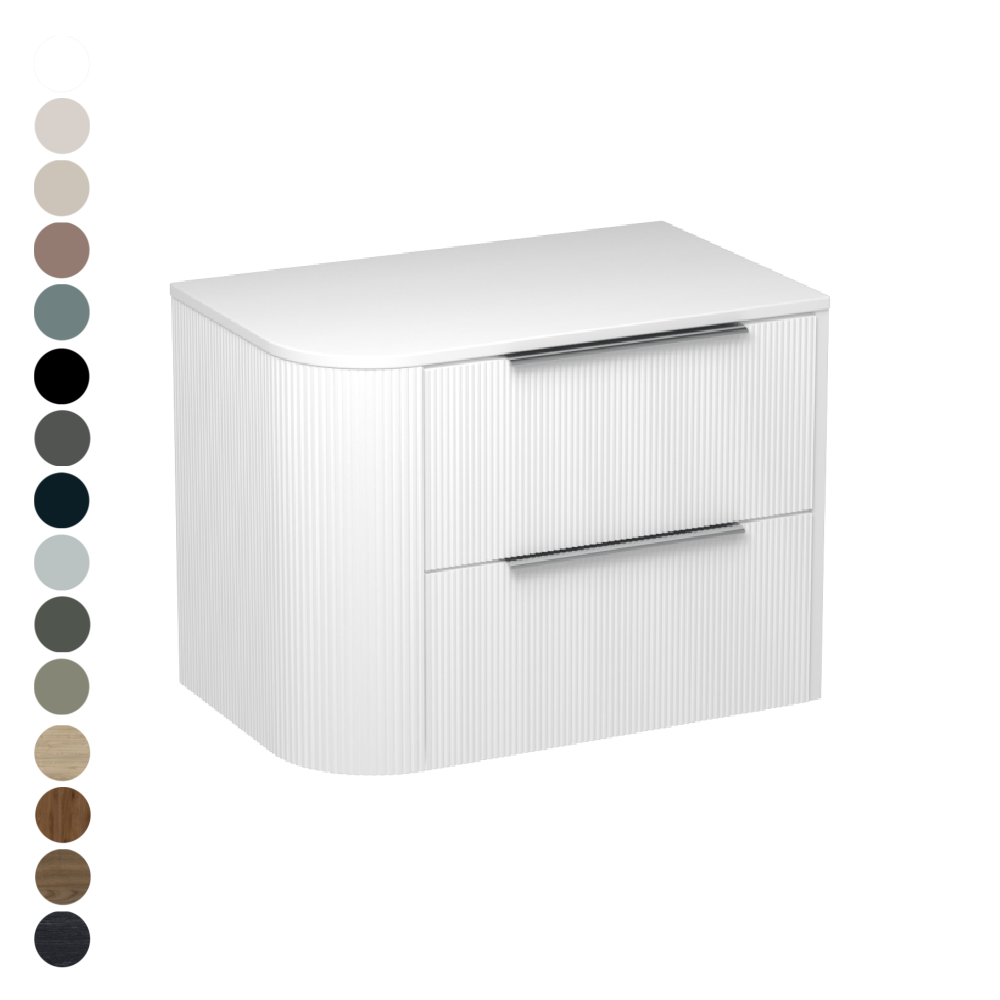 Ava Curve Opaco 750 Right Corner 2 Drawer Vanity