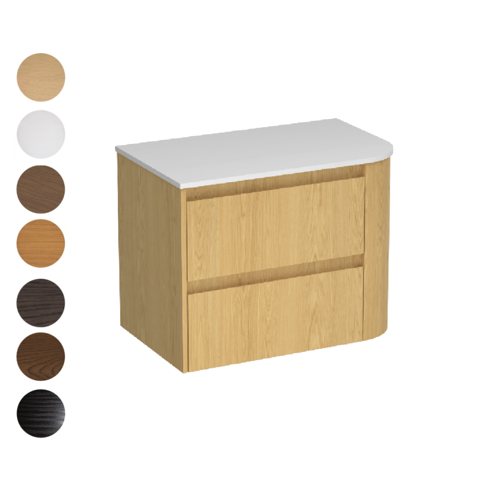 Stanza Curve Opaco 750 Left Corner 2 Drawer Vanity