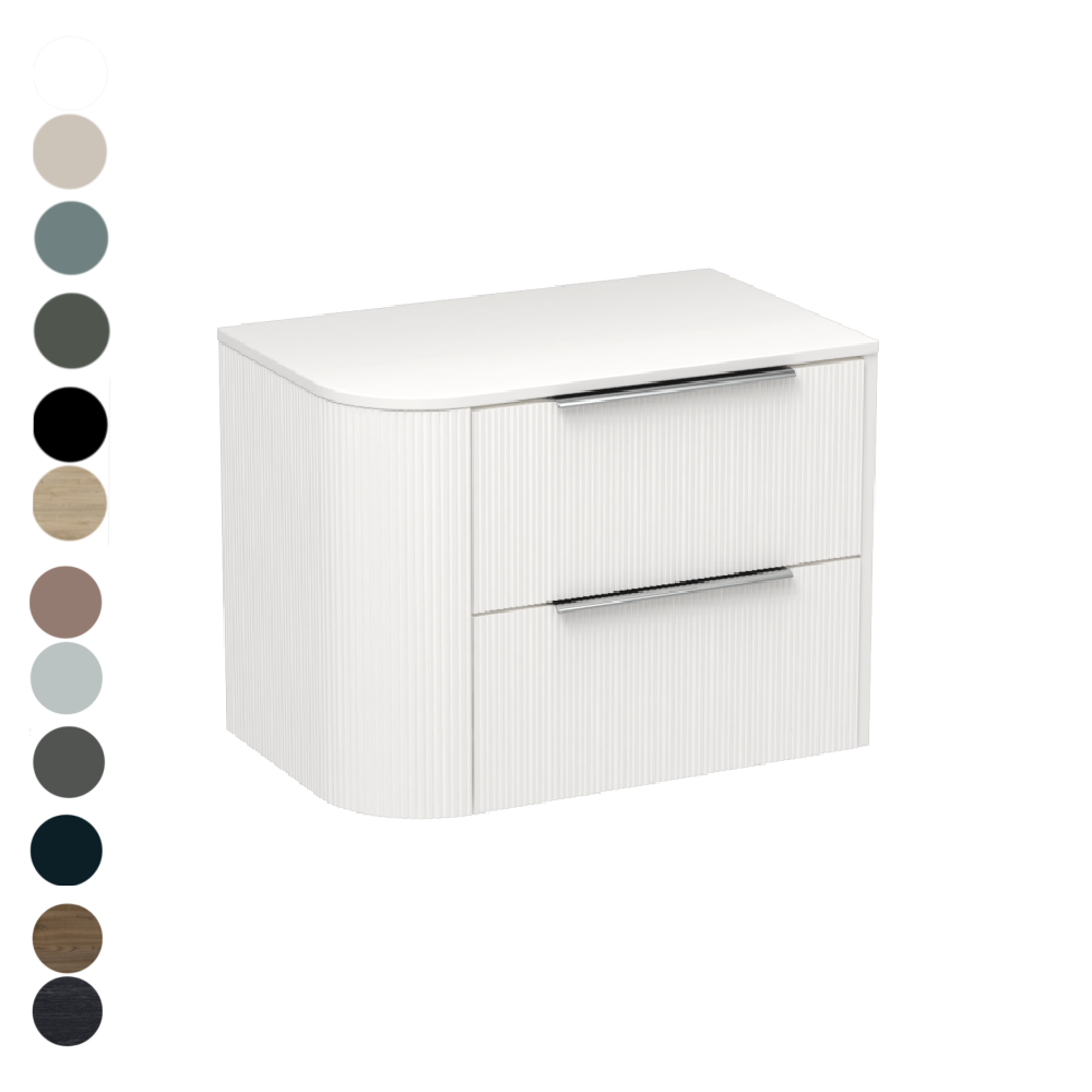 Ava Curve Opaco 750 Right Corner 2 Drawer Vanity