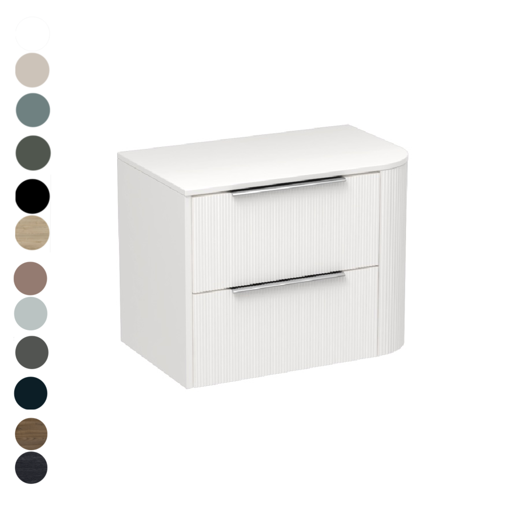 Ava Curve Opaco 750 Left Corner 2 Drawer Vanity