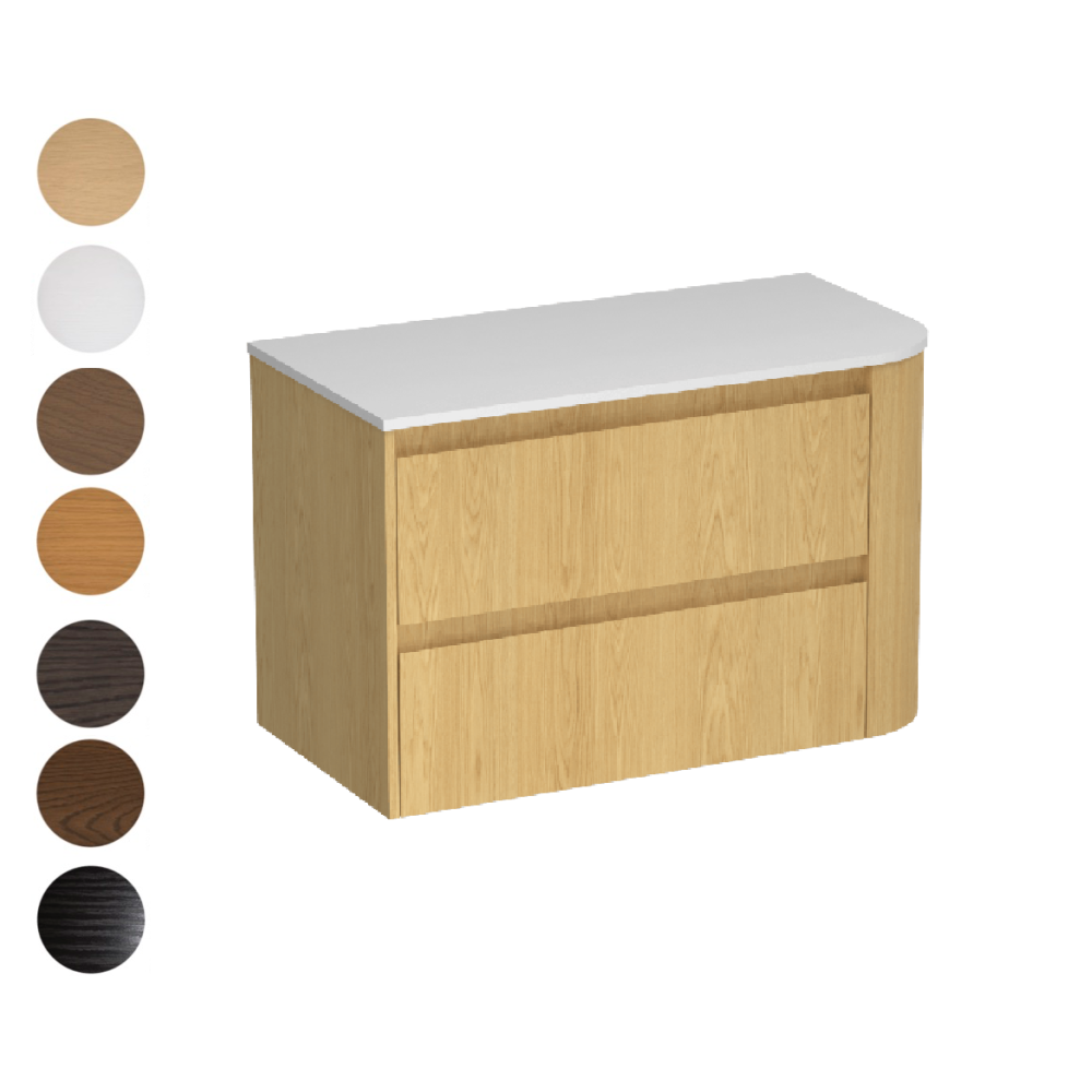 Stanza Curve Opaco 900 Left Corner 2 Drawer Vanity