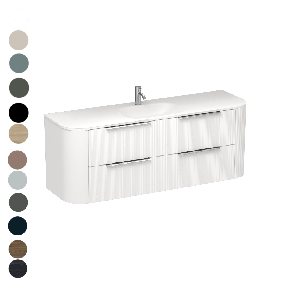 Ava Curve Spio 1500 4 Drawer Vanity Centre Basin