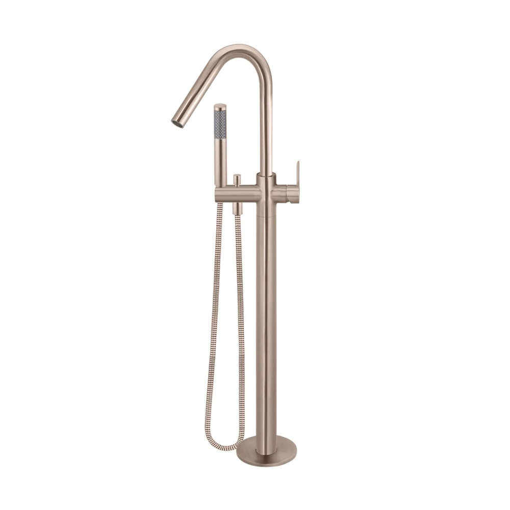 Meir Round Paddle Freestanding Bath Spout and Hand Shower | Champagne