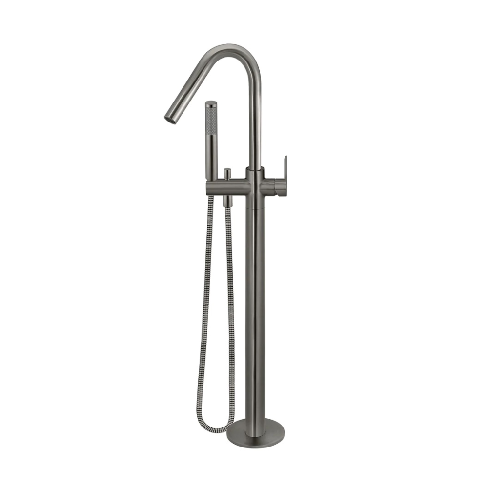 Meir Round Paddle Freestanding Bath Spout and Hand Shower | Shadow