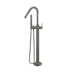 Meir Round Paddle Freestanding Bath Spout and Hand Shower | Shadow