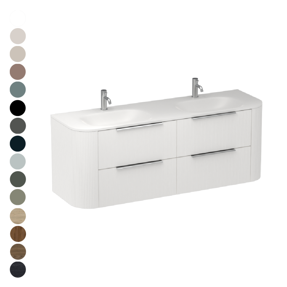 Ava Curve Spio 1500 4 Drawer Vanity Double Basin