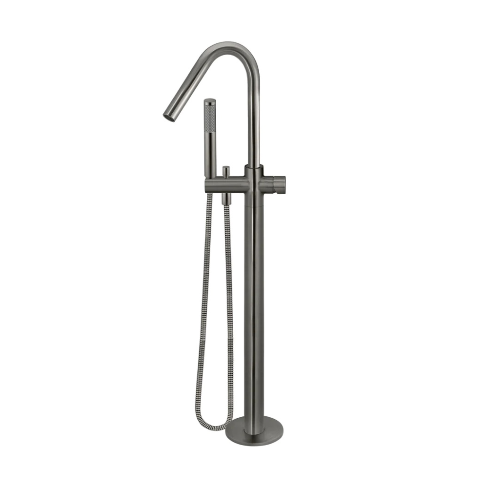 Meir Round Pinless Freestanding Bath Spout and Hand Shower | Shadow