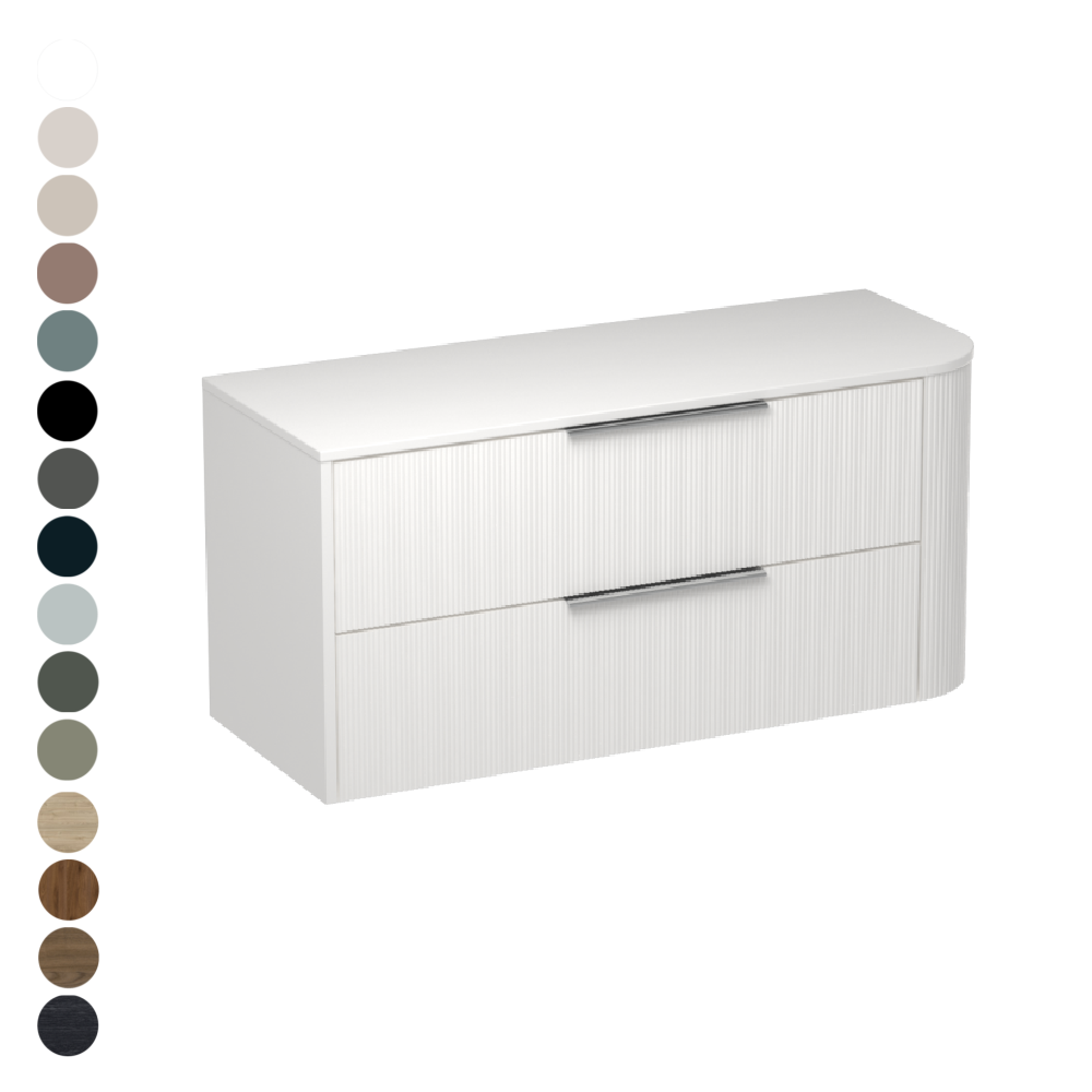Ava Curve Opaco 1200 Left Corner 2 Drawer Vanity