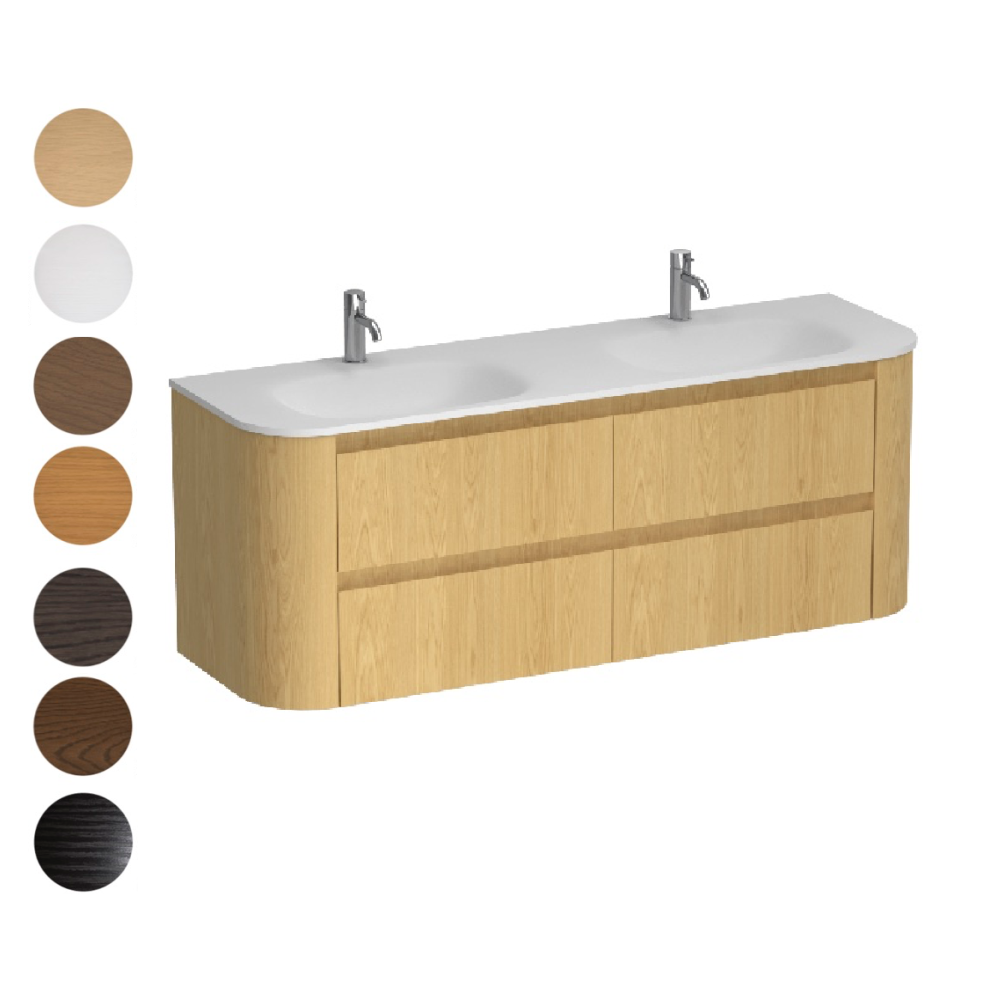 Stanza Curve Spio 1500 4 Drawer Vanity Double Basin